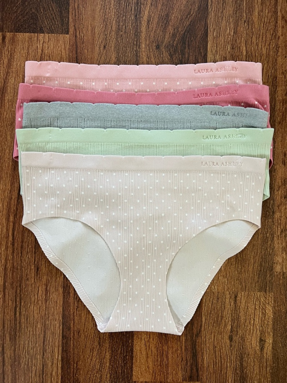 Laura Ashley Pink, Light Pink and Gray Seamless Ribbed Briefs Set